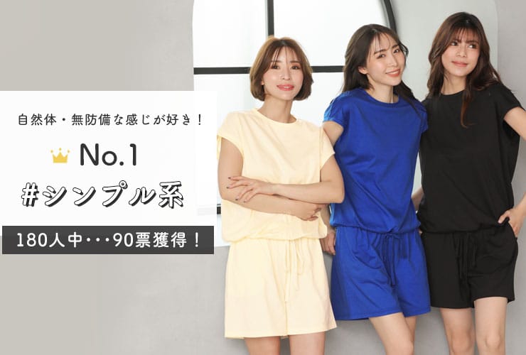 No.1 自然体・無防備な感じが好き! シンプル系 180人中・・・90票獲得!